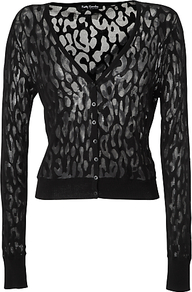 Cobweb Effect Cardigan, Black - neckline: plunge; predominant colour: black; occasions: casual, evening; length: standard; style: standard; fit: slim fit; sleeve length: long sleeve; sleeve style: standard; texture group: knits/crochet; pattern type: knitted - fine stitch; pattern size: standard; pattern: patterned/print; fibres: viscose/rayon - mix