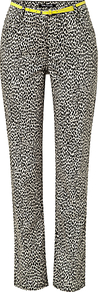Animal Print Trousers, Black/Beige - length: standard; style: peg leg; waist detail: belted waist/tie at waist/drawstring; waist: mid/regular rise; secondary colour: ivory; predominant colour: black; occasions: casual, evening; fibres: cotton - stretch; fit: tapered; pattern type: fabric; pattern size: small & busy; pattern: animal print; texture group: woven light midweight