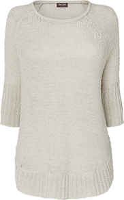 Sienna Jumper, Pale Stone - neckline: round neck; pattern: plain; length: below the bottom; style: standard; predominant colour: stone; occasions: casual; fibres: acrylic - mix; fit: standard fit; sleeve length: 3/4 length; sleeve style: standard; texture group: knits/crochet; pattern type: knitted - other