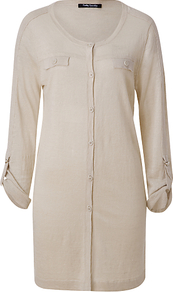 Long Knit Cardigan, Zabaion - neckline: round neck; sleeve style: extended cuff; pattern: plain; bust detail: added detail/embellishment at bust; length: below the bottom; predominant colour: stone; occasions: casual, evening, work, holiday; style: standard; fibres: linen - mix; fit: standard fit; sleeve length: extra long; texture group: knits/crochet; pattern type: knitted - other; pattern size: standard