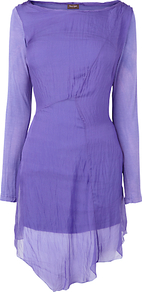 Calvina Silk Tunic, Iris - neckline: slash/boat neckline; pattern: plain; length: below the bottom; style: tunic; predominant colour: lilac; occasions: casual, evening; fibres: silk - 100%; fit: body skimming; sleeve length: long sleeve; sleeve style: standard; texture group: silky - light; pattern type: fabric