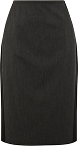 Panel Work Wear Skirt, Dark Grey - style: pencil; fit: tailored/fitted; waist: high rise; predominant colour: charcoal; occasions: work; length: just above the knee; fibres: polyester/polyamide - stretch; pattern type: fabric; pattern: colourblock; texture group: woven light midweight