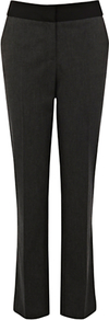 Panel Work Wear Trousers, Dark Grey - length: standard; pattern: plain; predominant colour: charcoal; occasions: work; fibres: polyester/polyamide - stretch; fit: straight leg; pattern type: fabric; texture group: woven light midweight; style: standard