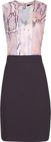 Mandarin Printed Dress, Multi - style: shift; fit: tailored/fitted; sleeve style: sleeveless; secondary colour: black; occasions: evening, work, occasion; length: just above the knee; fibres: viscose/rayon - stretch; neckline: crew; predominant colour: multicoloured; sleeve length: sleeveless; pattern type: fabric; pattern size: standard; pattern: animal print; texture group: other - light to midweight