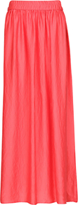 Satin Long Skirt, Coral - pattern: plain; fit: loose/voluminous; waist detail: elasticated waist; waist: mid/regular rise; predominant colour: coral; occasions: casual, evening, holiday; length: floor length; style: maxi skirt; fibres: polyester/polyamide - 100%; hip detail: soft pleats at hip/draping at hip/flared at hip; texture group: silky - light; pattern type: fabric