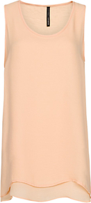 Double Layer Sheer Top, Peach - pattern: plain; sleeve style: sleeveless; length: below the bottom; style: vest top; predominant colour: nude; occasions: casual, evening; neckline: scoop; fibres: polyester/polyamide - 100%; fit: straight cut; sleeve length: sleeveless; texture group: crepes; pattern type: fabric