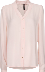 Loose Fit Sheer Blouse, Pink - neckline: v-neck; pattern: plain; length: below the bottom; style: blouse; predominant colour: blush; occasions: casual, evening, work; fibres: polyester/polyamide - 100%; fit: straight cut; sleeve length: long sleeve; sleeve style: standard; texture group: silky - light; pattern type: fabric