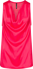 Draped Satin Top, Coral - neckline: cowl/draped neck; pattern: plain; sleeve style: sleeveless; style: vest top; bust detail: ruching/gathering/draping/layers/pintuck pleats at bust; predominant colour: hot pink; occasions: casual, evening; length: standard; fibres: polyester/polyamide - 100%; fit: loose; sleeve length: sleeveless; texture group: silky - light; pattern type: fabric