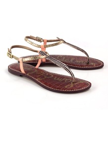 Gigi Sandle - predominant colour: nude; occasions: casual, holiday; material: leather; heel height: flat; ankle detail: ankle strap; heel: standard; toe: toe thongs; style: flip flops / toe post; finish: plain; pattern: plain