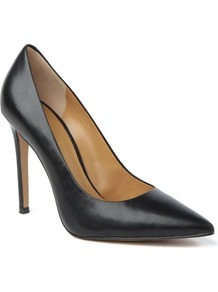 Goodlookin Leather Courts - predominant colour: black; occasions: evening, work, occasion; material: leather; heel height: high; heel: stiletto; toe: pointed toe; style: courts; finish: plain; pattern: plain