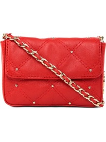 Frankie Cross Body Bag - predominant colour: true red; occasions: casual, evening, occasion; style: messenger; length: across body/long; size: small; material: leather; embellishment: studs; pattern: plain; finish: plain