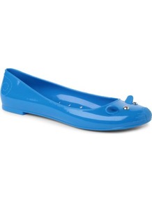 Mouse Rubber Pumps - predominant colour: diva blue; occasions: casual; material: plastic/rubber; heel height: flat; embellishment: studs; toe: round toe; style: ballerinas / pumps; finish: plain; pattern: plain