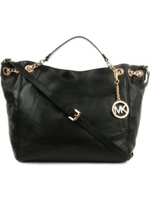 Jet Set Chain Large Tote - predominant colour: black; occasions: casual, work; style: tote; length: handle; size: standard; material: leather; pattern: plain; finish: plain; embellishment: chain/metal