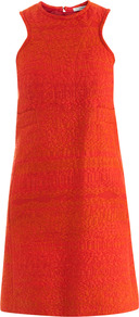 Tweed Raffia Sleeveless Dress - style: shift; pattern: plain; sleeve style: sleeveless; back detail: racer back/sports back; predominant colour: bright orange; occasions: casual, evening, work, occasion; length: just above the knee; fit: soft a-line; fibres: nylon - mix; neckline: crew; sleeve length: sleeveless; pattern type: fabric; pattern size: light/subtle; texture group: woven light midweight