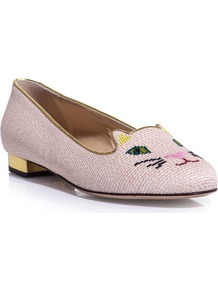 Kitty Embroidered Flats - predominant colour: blush; occasions: casual, evening, work, holiday; material: fabric; heel height: flat; embellishment: embroidered; toe: round toe; style: ballerinas / pumps; finish: plain; pattern: patterned/print