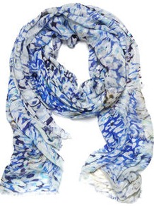 Felicity Animal Smudge Scarf - predominant colour: royal blue; occasions: casual, evening, work, occasion, holiday; type of pattern: standard; style: regular; size: standard; material: fabric; pattern: animal print; trends: statement prints