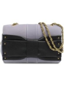 June Mini Bag - predominant colour: lilac; occasions: evening, work, occasion; type of pattern: standard; style: clutch; length: across body/long; size: small; material: leather; pattern: plain; trends: metallics; finish: plain; embellishment: bow