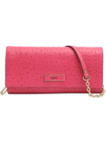 Ostrich Leather Clutch - predominant colour: hot pink; occasions: evening, occasion; type of pattern: standard; style: clutch; length: shoulder (tucks under arm); size: standard; material: leather; pattern: plain; finish: plain