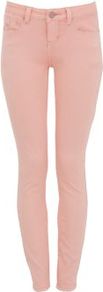 32in Coral Acid Wash Supersoft Skinny Jeans - style: skinny leg; pattern: plain; pocket detail: traditional 5 pocket; waist: mid/regular rise; predominant colour: pink; occasions: casual; length: ankle length; fibres: cotton - stretch; texture group: denim; pattern type: fabric; pattern size: standard