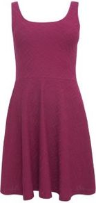 Deep Pink Jacquard Aztec Print Skater Dress - style: shift; sleeve style: standard vest straps/shoulder straps; pattern: plain; back detail: low cut/open back; predominant colour: hot pink; occasions: casual, evening; length: just above the knee; fit: fitted at waist & bust; neckline: scoop; fibres: cotton - mix; hip detail: soft pleats at hip/draping at hip/flared at hip; sleeve length: sleeveless; pattern type: fabric; texture group: jersey - stretchy/drapey