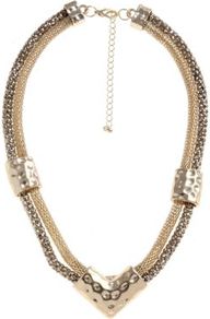 Gold Chunky Chain Arrow Necklace - predominant colour: gold; occasions: casual, evening, occasion, holiday; style: choker/collar; length: short; size: standard; material: chain/metal; finish: metallic; embellishment: chain/metal