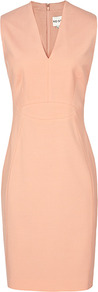 Justine Tor Seamed Formal Dress - style: shift; neckline: v-neck; fit: tailored/fitted; pattern: plain; sleeve style: sleeveless; waist detail: fitted waist; predominant colour: nude; occasions: work, occasion; length: just above the knee; fibres: wool - mix; sleeve length: sleeveless; pattern type: fabric; texture group: other - light to midweight