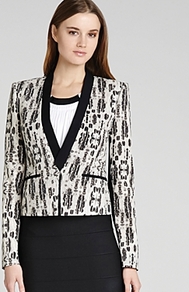 Jacket Guy Printed Tuxedo - style: single breasted tuxedo; length: cropped; collar: standard lapel/rever collar; predominant colour: ivory; occasions: evening, work, occasion; fit: tailored/fitted; fibres: polyester/polyamide - mix; sleeve length: long sleeve; sleeve style: standard; collar break: medium; pattern type: fabric; pattern size: standard; pattern: animal print; texture group: woven light midweight