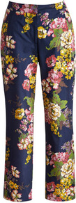 Outlet Womens Casual Trouser Navflor - length: standard; waist: mid/regular rise; secondary colour: primrose yellow; predominant colour: black; occasions: casual, evening, holiday; fibres: cotton - mix; waist detail: narrow waistband; trends: high impact florals; fit: straight leg; pattern type: fabric; pattern size: big & busy; pattern: florals; texture group: other - light to midweight; style: standard