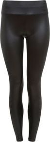 Black Wet Look High Waist Leggings - pattern: plain; style: leggings; waist detail: wide waistband/cummerbund; waist: high rise; predominant colour: black; occasions: casual, evening; length: ankle length; fibres: polyester/polyamide - stretch; texture group: jersey - clingy; fit: skinny/tight leg; pattern type: fabric