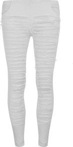 Cream Shredded Leg Trousers - pattern: plain; waist: low rise; predominant colour: ivory; occasions: casual; length: ankle length; fibres: viscose/rayon - stretch; fit: skinny/tight leg; pattern type: fabric; texture group: other - light to midweight; style: standard