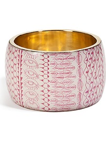 Fuchsia Multi Bracelet - predominant colour: ivory; secondary colour: hot pink; occasions: casual, evening, holiday; style: bangle; size: large/oversized; material: chain/metal; finish: plain