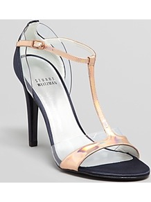Evening Sandals Sincity T Strap High Heel - predominant colour: gold; occasions: evening, occasion; material: leather; heel height: high; embellishment: buckles; ankle detail: ankle strap; heel: stiletto; toe: open toe/peeptoe; style: strappy; trends: metallics; finish: metallic; pattern: plain