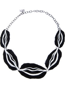 Lips Necklace - secondary colour: black; occasions: casual, evening, work, occasion, holiday; style: choker/collar; length: short; size: standard; material: chain/metal; predominant colour: monochrome; finish: plain; embellishment: chain/metal
