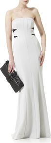 Techno/Textured Scuba Strapless Long Dress - style: ballgown; neckline: strapless (straight/sweetheart); pattern: plain; sleeve style: strapless; waist detail: fitted waist; predominant colour: white; occasions: evening, occasion; length: floor length; fit: body skimming; fibres: viscose/rayon - stretch; sleeve length: sleeveless; pattern type: fabric; pattern size: standard; texture group: other - light to midweight