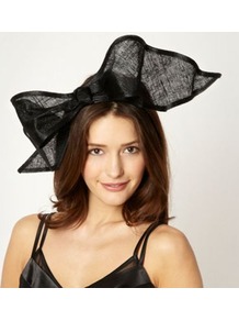 Designer Black Wavy Bow Hair Band - predominant colour: black; occasions: evening, occasion; type of pattern: standard; style: fascinator; size: large; material: sinamay; embellishment: bow; pattern: plain; trends: sculptural frills