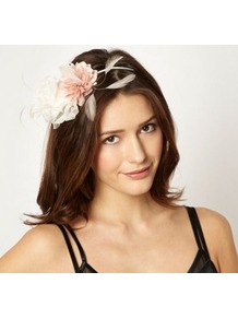 Cream Double Flower Headband - secondary colour: ivory; predominant colour: blush; occasions: occasion; type of pattern: standard; style: fascinator; size: small; material: fabric; pattern: colourblock; embellishment: corsage