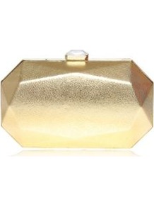 Le Club Minaud Gold Clutch Bag - predominant colour: gold; occasions: evening, occasion; type of pattern: standard; style: clutch; length: hand carry; size: small; material: faux leather; pattern: plain; trends: metallics; finish: metallic