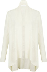 Linen Waterfall Cardigan - pattern: plain; neckline: shawl; length: below the bottom; style: open front; predominant colour: ivory; occasions: casual, work; fibres: linen - 100%; fit: loose; sleeve length: long sleeve; sleeve style: standard; texture group: knits/crochet; pattern type: knitted - other