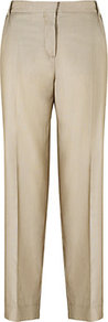Giunto Trousers - pattern: plain; waist: mid/regular rise; predominant colour: champagne; occasions: evening, work; length: ankle length; fibres: cotton - mix; fit: straight leg; pattern type: fabric; texture group: woven light midweight; style: standard