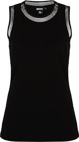 Jersey Mesh Insert Tank - neckline: round neck; pattern: plain; sleeve style: sleeveless; predominant colour: black; occasions: casual, evening, work, holiday; length: standard; style: top; fibres: cotton - stretch; fit: body skimming; sleeve length: sleeveless; pattern type: fabric; texture group: jersey - stretchy/drapey
