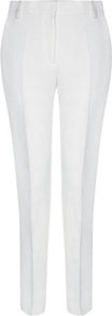 Linen Drill Trousers - length: standard; pattern: plain; waist detail: fitted waist; pocket detail: small back pockets, pockets at the sides; waist: mid/regular rise; predominant colour: white; occasions: casual, evening, work, holiday; fibres: linen - mix; hip detail: fitted at hip (bottoms); texture group: cotton feel fabrics; fit: straight leg; pattern type: fabric; style: standard