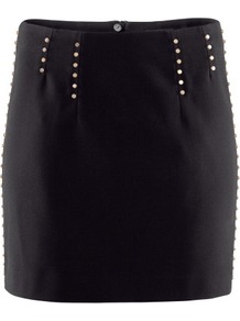 Skirt - length: mini; style: straight; fit: tailored/fitted; waist detail: embellishment at waist/feature waistband; waist: mid/regular rise; predominant colour: black; occasions: evening, work; fibres: polyester/polyamide - 100%; hip detail: added detail/embellishment at hip; pattern type: fabric; pattern size: light/subtle; texture group: other - light to midweight; embellishment: beading