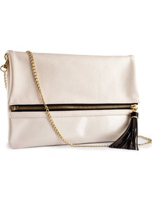 Clutch - predominant colour: ivory; occasions: casual, evening, occasion; type of pattern: light; style: clutch; length: hand carry; size: standard; material: faux leather; pattern: plain; finish: plain
