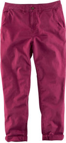 Chinos - pattern: plain; pocket detail: small back pockets, pockets at the sides; waist: mid/regular rise; predominant colour: burgundy; occasions: casual; length: ankle length; style: chino; fibres: cotton - stretch; jeans & bottoms detail: turn ups; texture group: cotton feel fabrics; fit: straight leg; pattern type: fabric