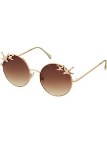 Swallow Trim Round Sunglasses - predominant colour: gold; occasions: casual, evening, holiday; style: round; size: standard; material: chain/metal; pattern: plain; trends: metallics; finish: metallic