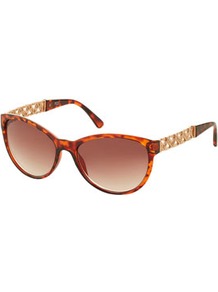 Heart Chain Cat Eye Sunglasses - predominant colour: gold; occasions: casual, evening, work, holiday; style: cateye; size: standard; material: plastic/rubber; embellishment: studs; pattern: tortoiseshell; trends: metallics; finish: metallic