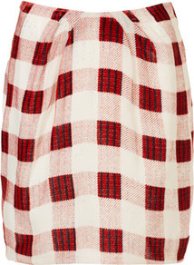 Silk Devore Check Slouch Skirt Boutique - length: mid thigh; pattern: checked/gingham; fit: body skimming; hip detail: fitted at hip; waist: mid/regular rise; predominant colour: true red; occasions: casual, work; style: a-line; fibres: silk - 100%; trends: modern geometrics; pattern type: fabric; pattern size: standard; texture group: woven bulky/heavy