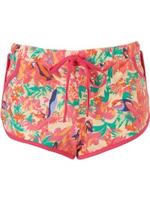 Bright Parront Runner Shorts - style: shorts; pocket detail: small back pockets, pockets at the sides; waist detail: belted waist/tie at waist/drawstring; length: short shorts; waist: mid/regular rise; occasions: casual, holiday; fibres: cotton - mix; predominant colour: multicoloured; texture group: knits/crochet; fit: slim leg; pattern type: fabric; pattern size: small & busy; pattern: patterned/print