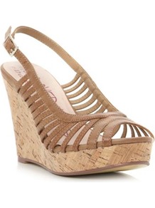 Tan Glowz Slingback Wedge Sandal - predominant colour: taupe; occasions: casual, evening, holiday; material: faux leather; heel: wedge; toe: open toe/peeptoe; style: strappy; finish: plain; pattern: plain; heel height: very high
