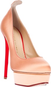 'Josephine' Pump - predominant colour: blush; occasions: evening, occasion; material: satin; heel: platform; toe: round toe; style: courts; finish: plain; pattern: plain; heel height: very high